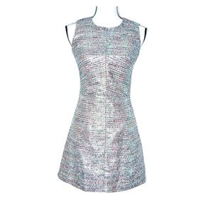 French Connection Classic Blue Dress size 2 sleeveless Lined. teal,white,black..